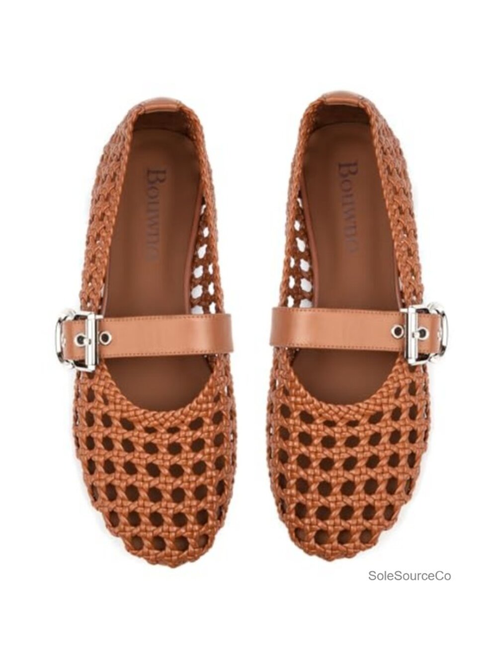 Woven Mesh Ballet Flats Mary Jane Adjustable Buckle Round Toe Comfort